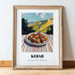 Kebab – Hilltop Table Scene, Turkish Food Poster, in wooden frame leaning on the floor