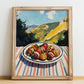 Kebab – Hilltop Table Scene, Turkish Food Poster, no-text version framed in wood