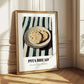 Pita Bread – on Striped Tablecloth, Greek Food Painting