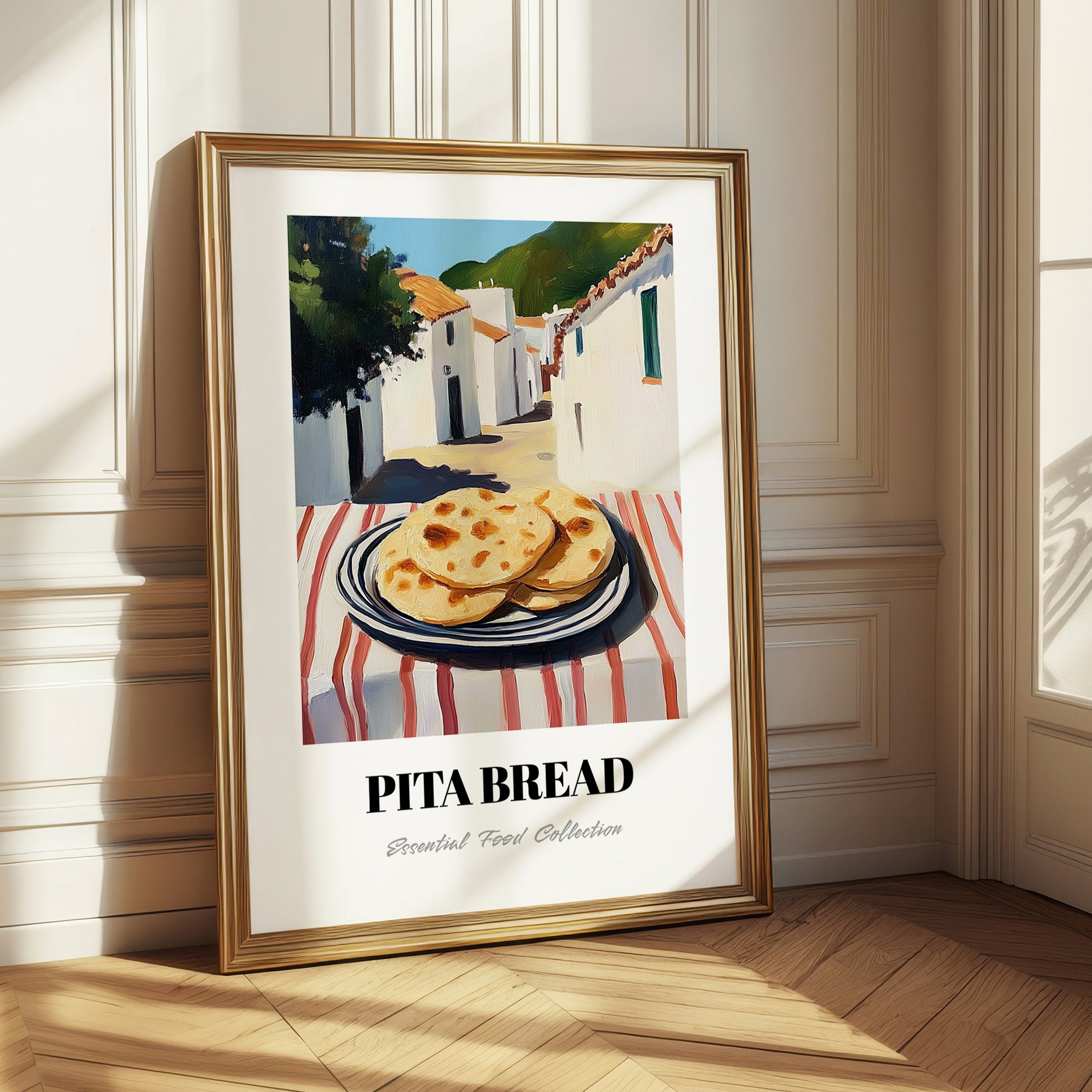 Pita Bread – White village Café on the Corner, Greek Food Illustration