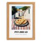 Pita Bread – White village Café on the Corner, Greek Food Illustration, set in oak frame