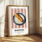 Baguette – on Striped Tablecloth, French Food Print
