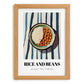 Rice And Beans – on Striped Tablecloth, Latin Food Wall Art, set in oak frame
