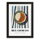 Rice And Beans – on Striped Tablecloth, Latin Food Wall Art, in sleek black frame