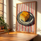 Cornbread – on Striped Tablecloth, American Pastry Print, clean layout with no caption