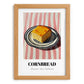 Cornbread – on Striped Tablecloth, American Pastry Print, set in oak frame