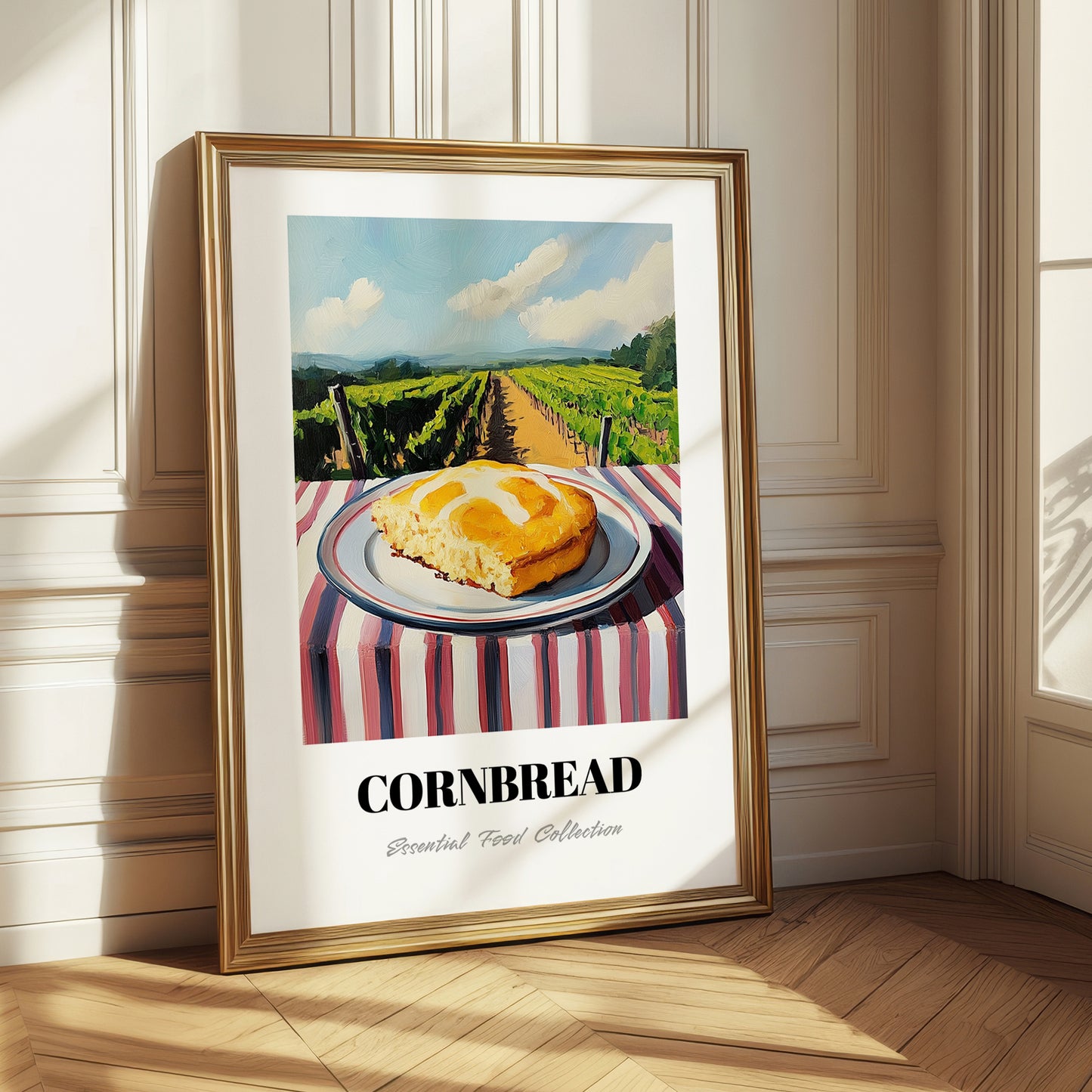 Cornbread – Hilltop Table Scene, American Pastry Poster 