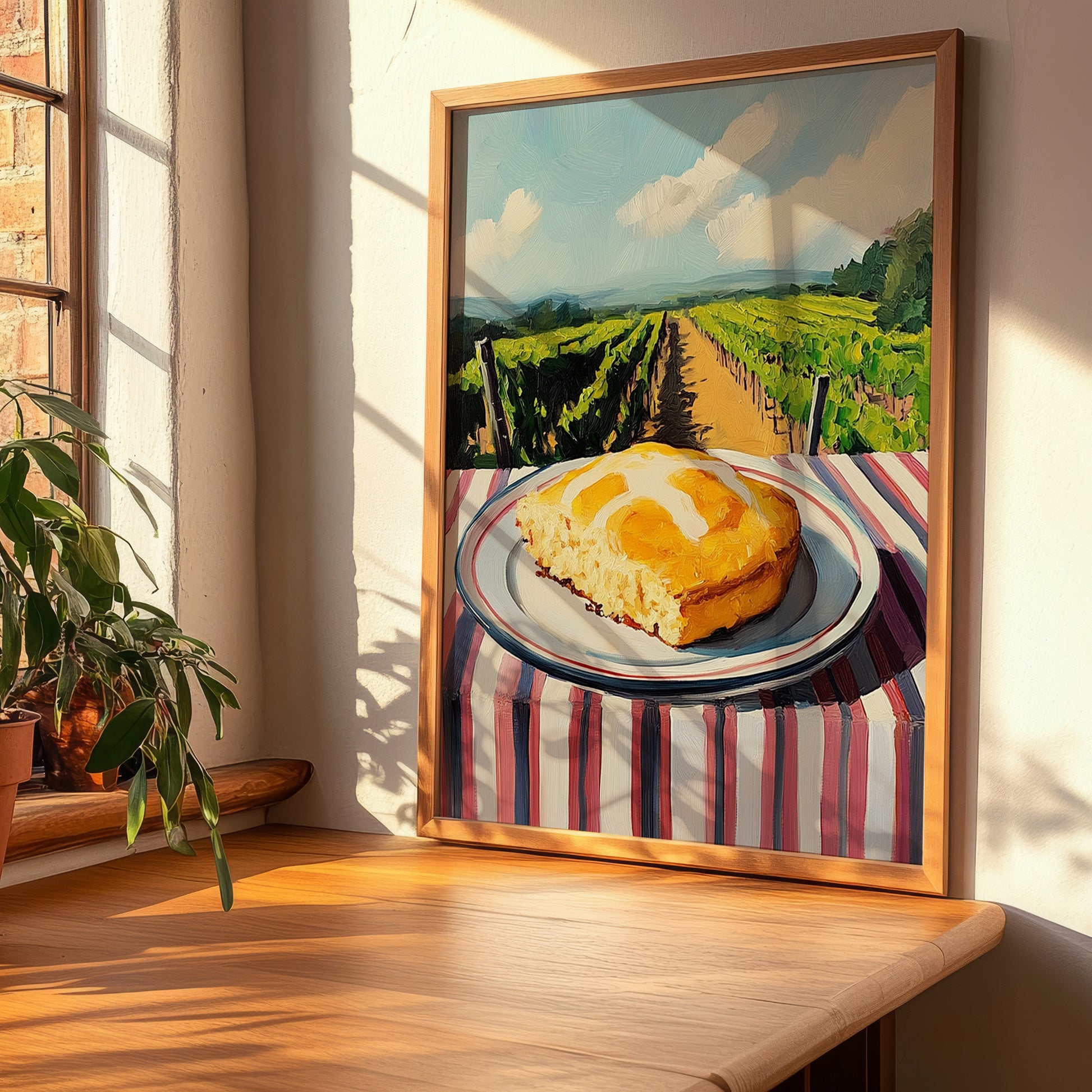Cornbread – Hilltop Table Scene, American Pastry Poster, clean layout with no caption