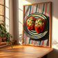 Stuffed Peppers – on Striped Tablecloth, Balkan Food Poster, clean layout with no caption