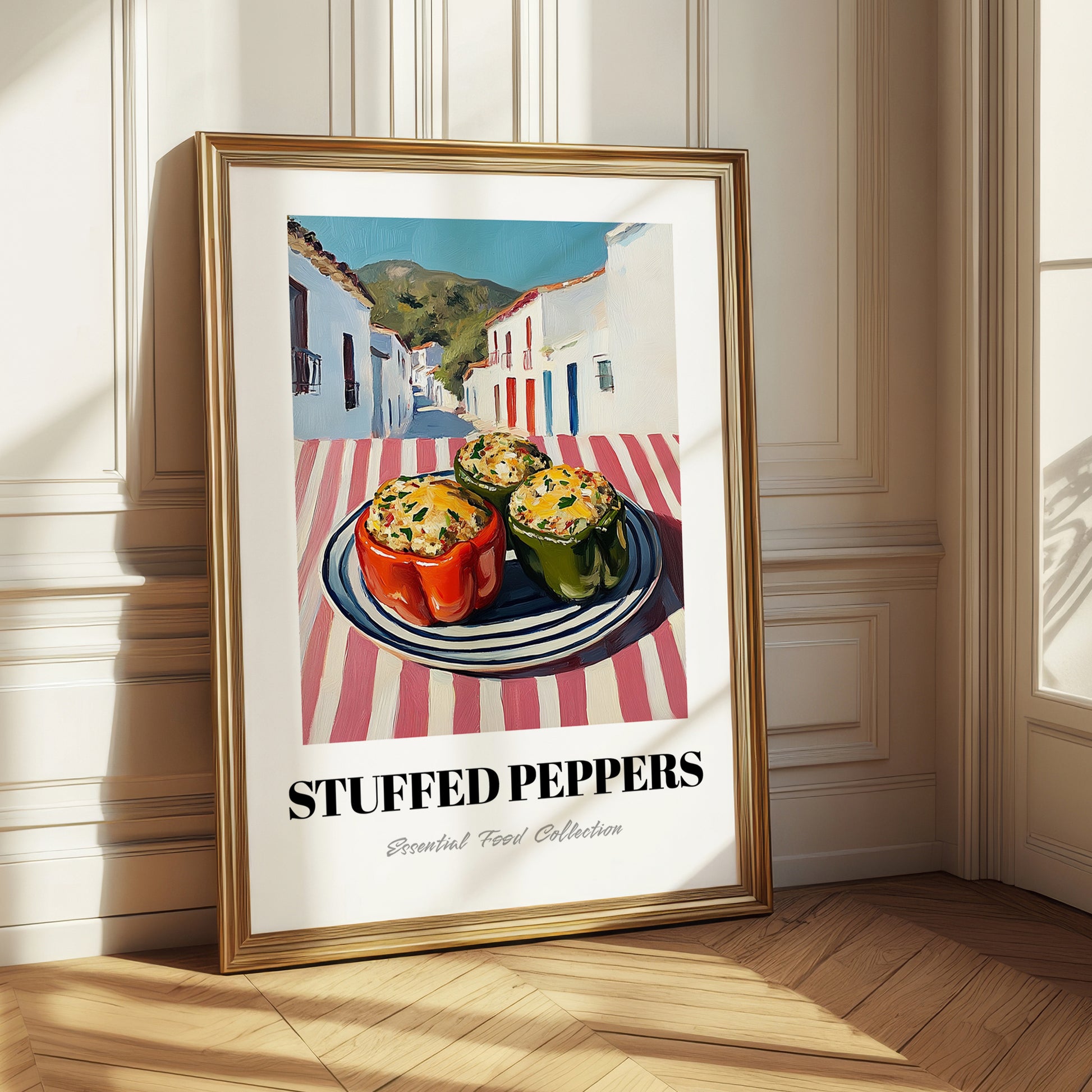 Stuffed Peppers – White village Café on the Corner, Balkan Food Poster