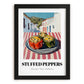 Stuffed Peppers – White village Café on the Corner, Balkan Food Poster, in sleek black frame