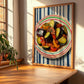 Ratatouille – on Striped Tablecloth, French Food Painting, clean layout with no caption