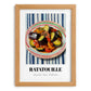 Ratatouille – on Striped Tablecloth, French Food Painting, set in oak frame