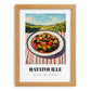 Ratatouille – Hilltop Table Scene, French Food Poster, set in oak frame