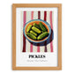 Pickles – on Striped Tablecloth, American Bbq Wall Art, set in oak frame