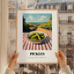 Pickles – Hilltop Table Scene, American Food Illustration, styled in a charming Paris street view
