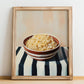 Sauerkraut – on Striped Tablecloth, German Food Still Life, no-text version framed in wood