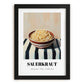 Sauerkraut – on Striped Tablecloth, German Food Still Life, in sleek black frame