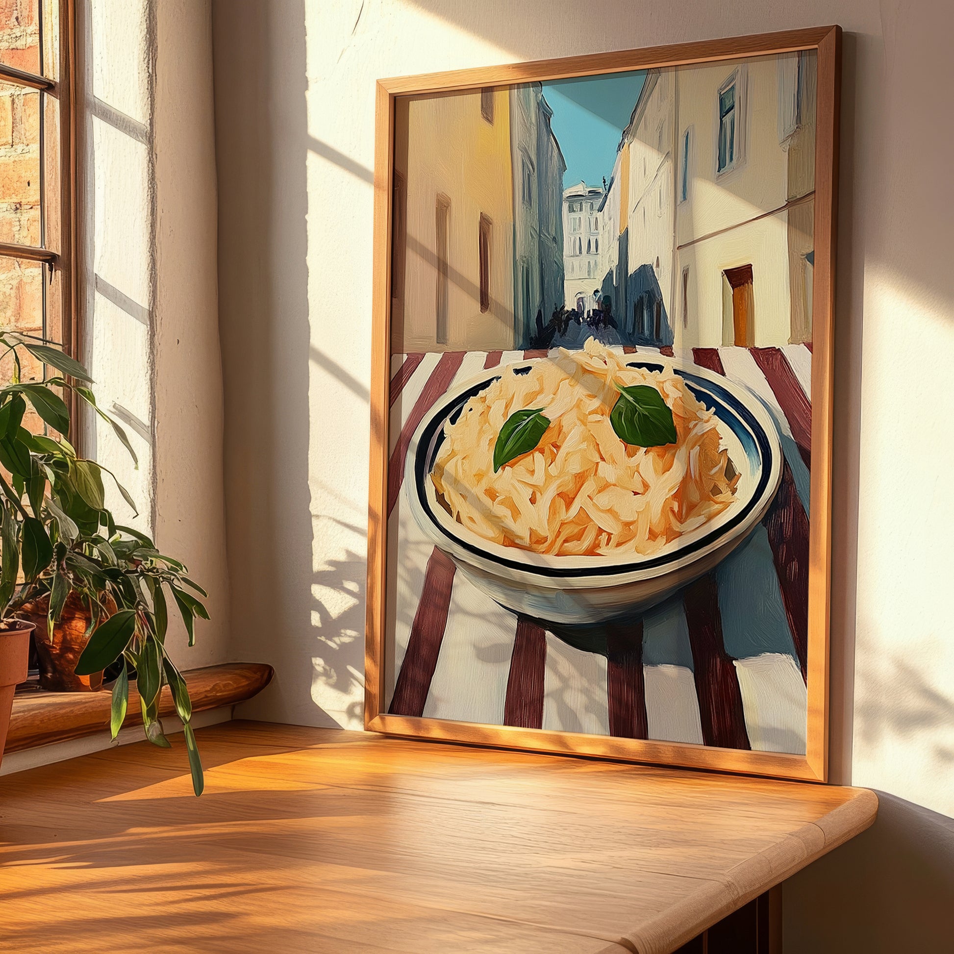 Sauerkraut – White village Outdoor Café Scene, German Food Painting, clean layout with no caption