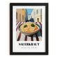 Sauerkraut – White village Outdoor Café Scene, German Food Painting, in sleek black frame