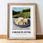 Cheese Platter – Hillside Café View, French Cheese Wall Decor, in wooden frame leaning on the floor