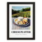 Cheese Platter – Hillside Café View, French Cheese Wall Decor, in sleek black frame