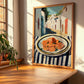 Smoked Salmon – White village Urban Café Scene, Norwegian Food Poster, clean layout with no caption