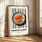 Smoked Salmon – on Striped Tablecloth, Norwegian Food Art