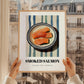 Smoked Salmon – on Striped Tablecloth, Norwegian Food Art, styled in a charming Paris street view