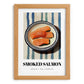 Smoked Salmon – on Striped Tablecloth, Norwegian Food Art, set in oak frame