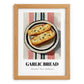 Garlic Bread – on Striped Tablecloth, Italian Food Wall Print, set in oak frame