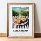 Garlic Bread – Hillside Café View, Italian Food Wall Decor, in wooden frame leaning on the floor