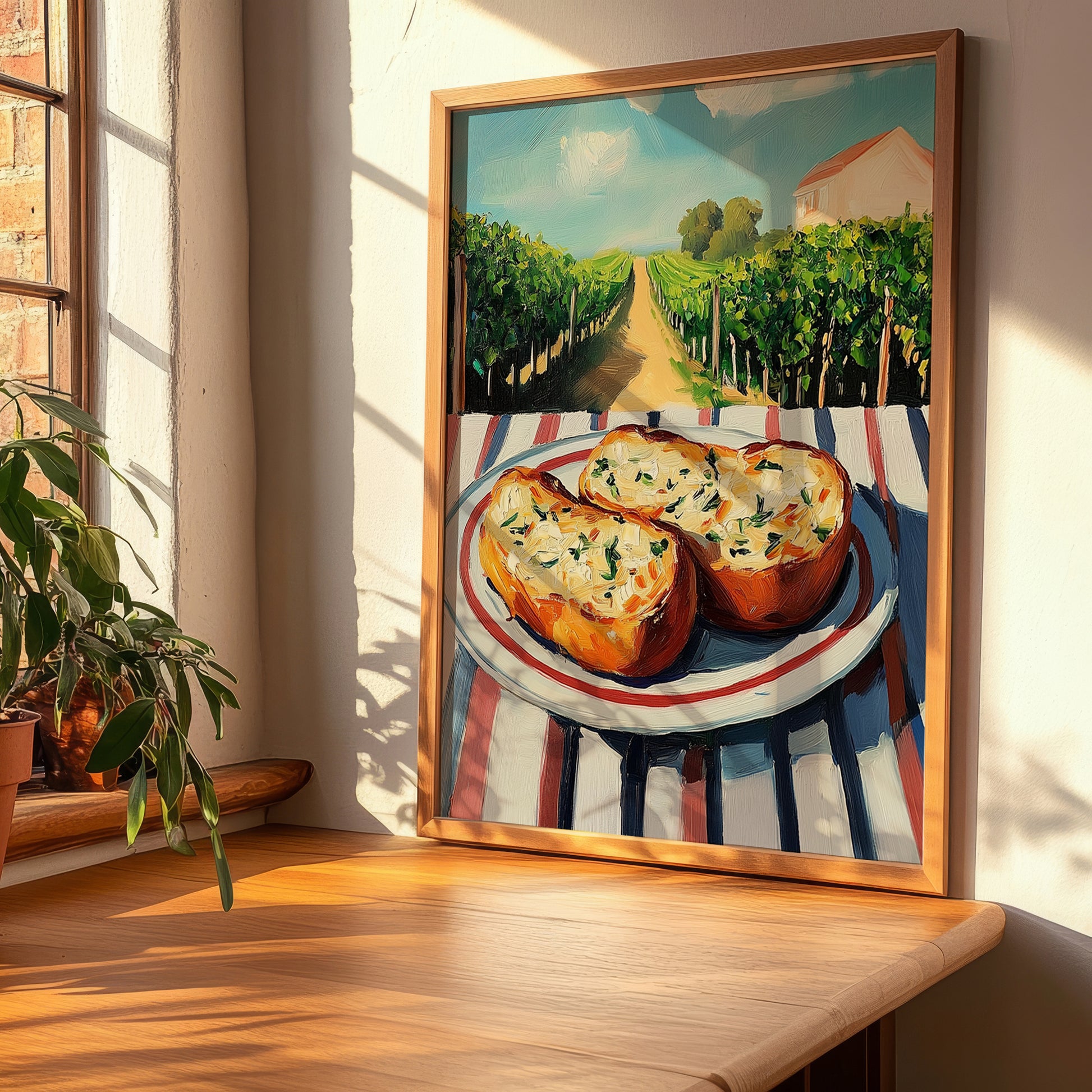 Garlic Bread – Hillside Café View, Italian Food Wall Decor, clean layout with no caption