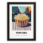 Popcorn – New York Street Café Scene, American Food Painting, in sleek black frame