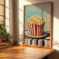 Popcorn – on Striped Tablecloth, American Food Painting, clean layout with no caption