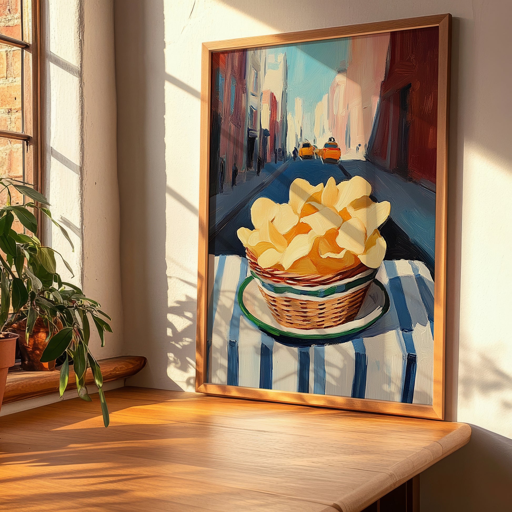 Chips – New York Urban Café Scene, American Food Still Life, clean layout with no caption