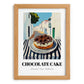 Chocolate Cake – White village Street Café Scene, American Dessert Print, set in oak frame