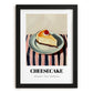 Cheesecake – on Striped Tablecloth, American Dessert Wall Decor, in sleek black frame