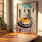 Cheesecake – White village Outdoor Café Scene, American Dessert Poster, clean layout with no caption
