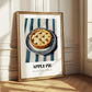 Apple Pie – on Striped Tablecloth, American Dessert Print 
