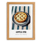 Apple Pie – on Striped Tablecloth, American Dessert Print, set in oak frame