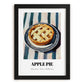 Apple Pie – on Striped Tablecloth, American Dessert Print, in sleek black frame