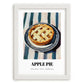 Apple Pie – on Striped Tablecloth, American Dessert Print, placed in minimal white frame