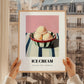 Ice Cream – on Striped Tablecloth, American Ice Cream Print, styled in a charming Paris street view