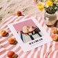 Ice Cream – on Striped Tablecloth, American Ice Cream Print, unframed on coastal sand