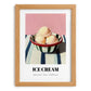 Ice Cream – on Striped Tablecloth, American Ice Cream Print, set in oak frame