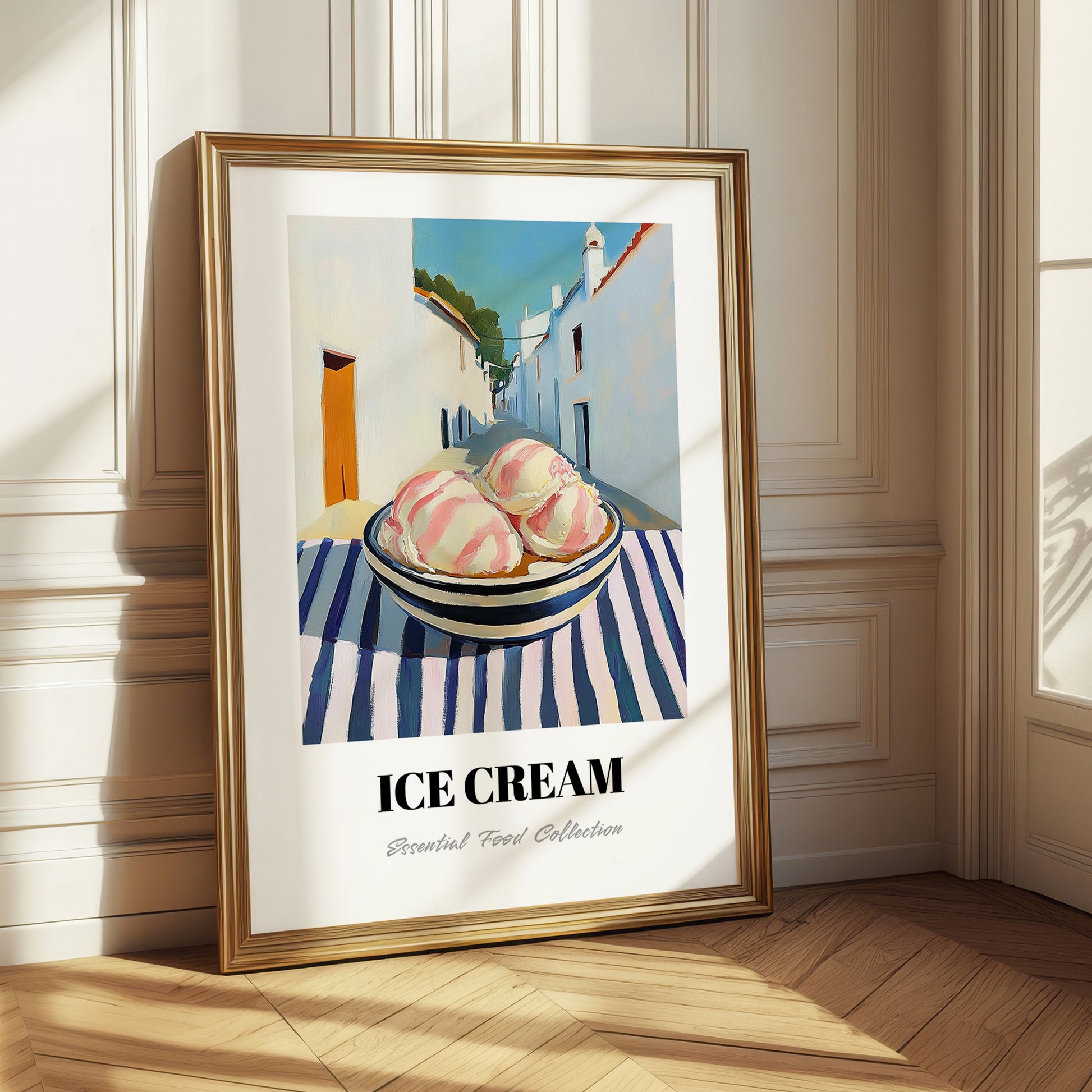 Ice Cream – White village Café on the Corner, American Ice Cream Wall Decor 