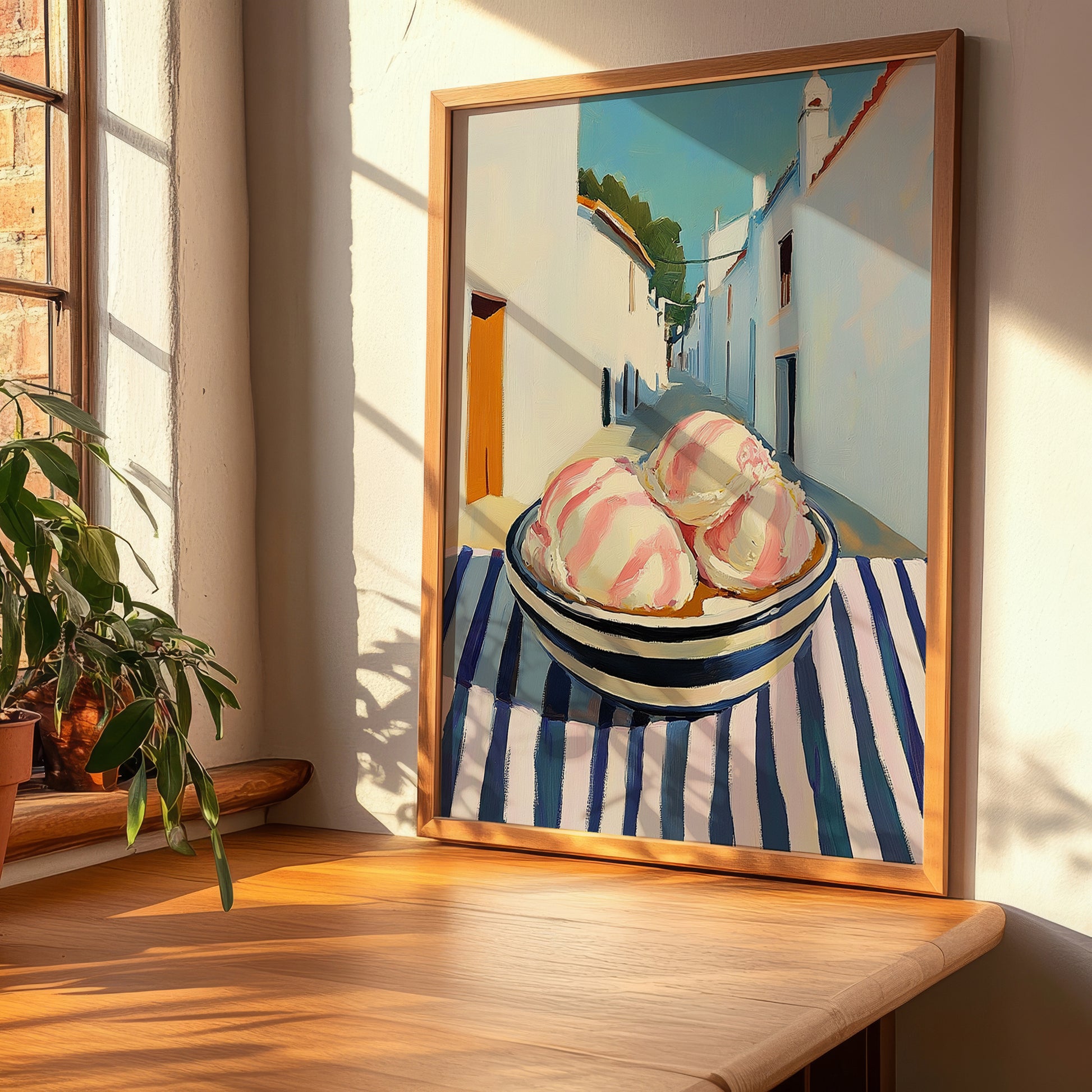 Ice Cream – White village Café on the Corner, American Ice Cream Wall Decor, clean layout with no caption