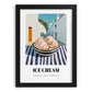 Ice Cream – White village Café on the Corner, American Ice Cream Wall Decor, in sleek black frame