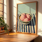 Sorbet – on Striped Tablecloth, French Ice Cream Painting, clean layout with no caption